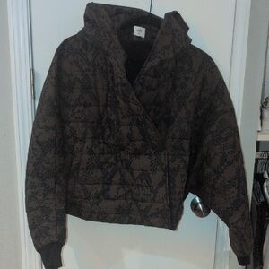 CAbi Black and Brown Patterned Puffer Jacket